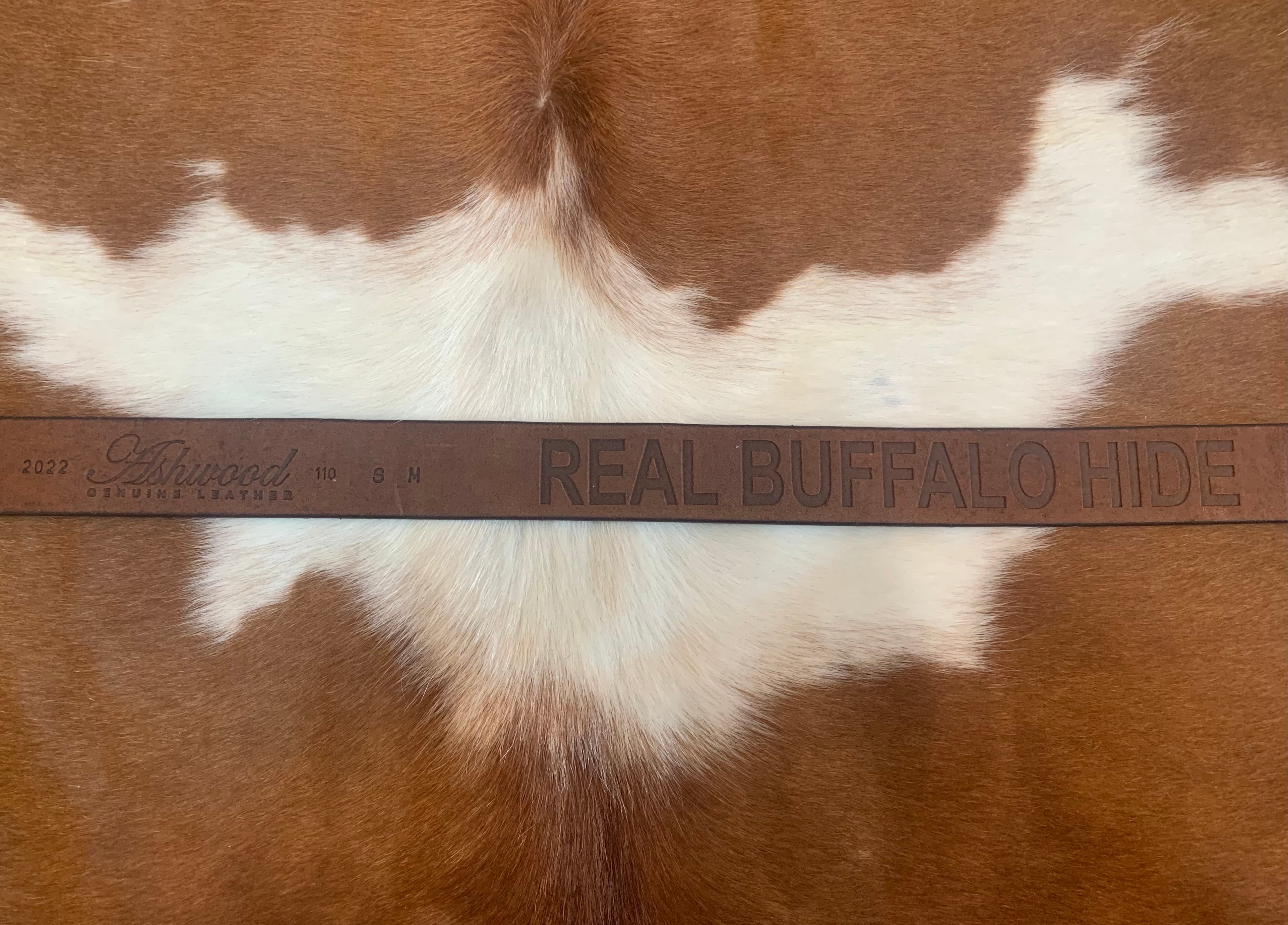 Ashwood Leather 100% Buffalo Hide Leather Belt on Cow Hide