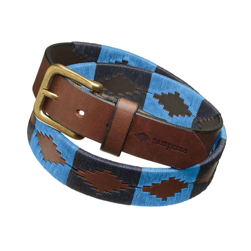 Pampeano Navy and Sapphire Blue Polo Leather Belt - Azules