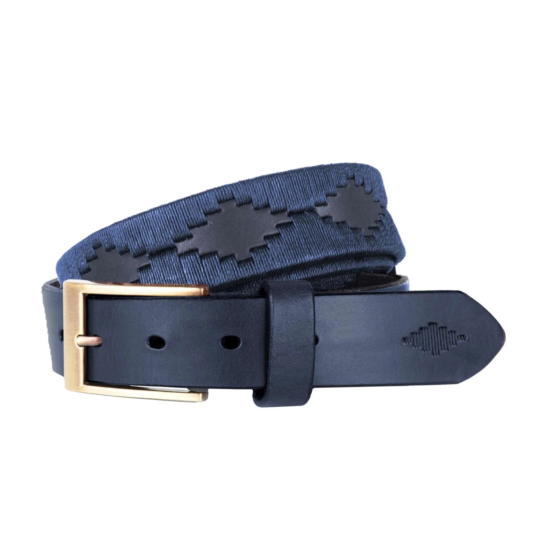 Pampeano Polo Leather Belt Bordado two tone Navy Blue