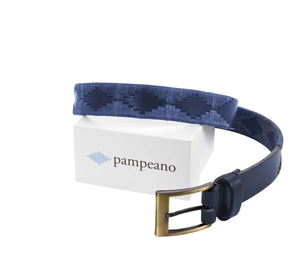 Pampeano Polo Leather Belt Bordado two tone Navy Blue