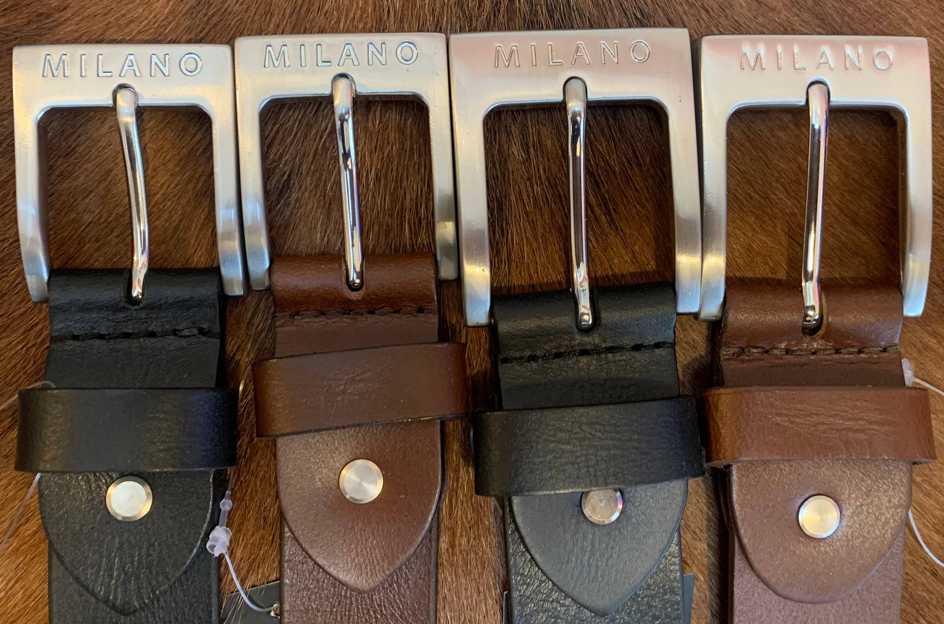 Milano 100% Full Grain Leather Belt in Black or Brown