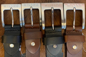 Milano 100% Full Grain Leather Belt in Black or Brown