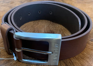 Milano 100% Full Grain Leather Belt in Black or Brown