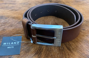 Milano 100% Full Grain Leather Belt in Black or Brown