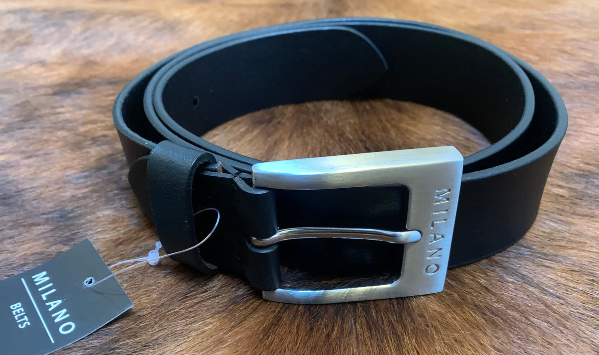 Milano 100% Full Grain Leather Belt. Black or Brown