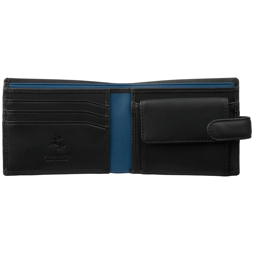 Visconti Vincent Gents Black/Cobalt Studded Leather Wallet