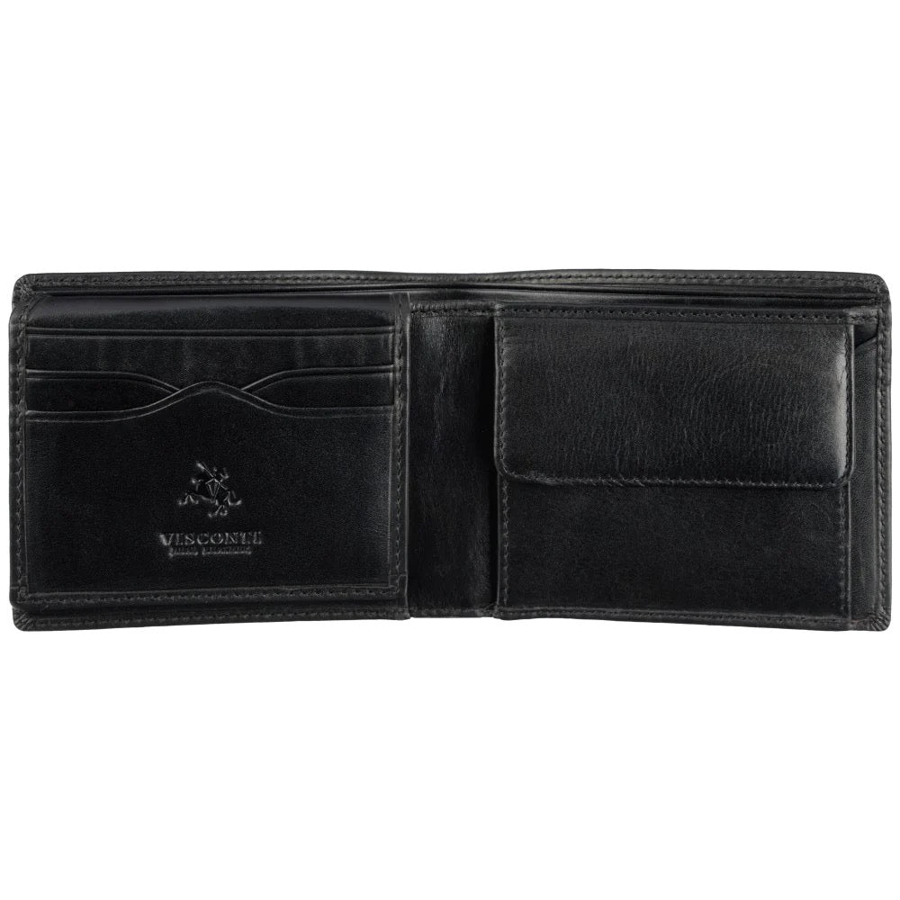 Visconti Lazio Gents Black Fold Out Cash and Coin Leather Wallet