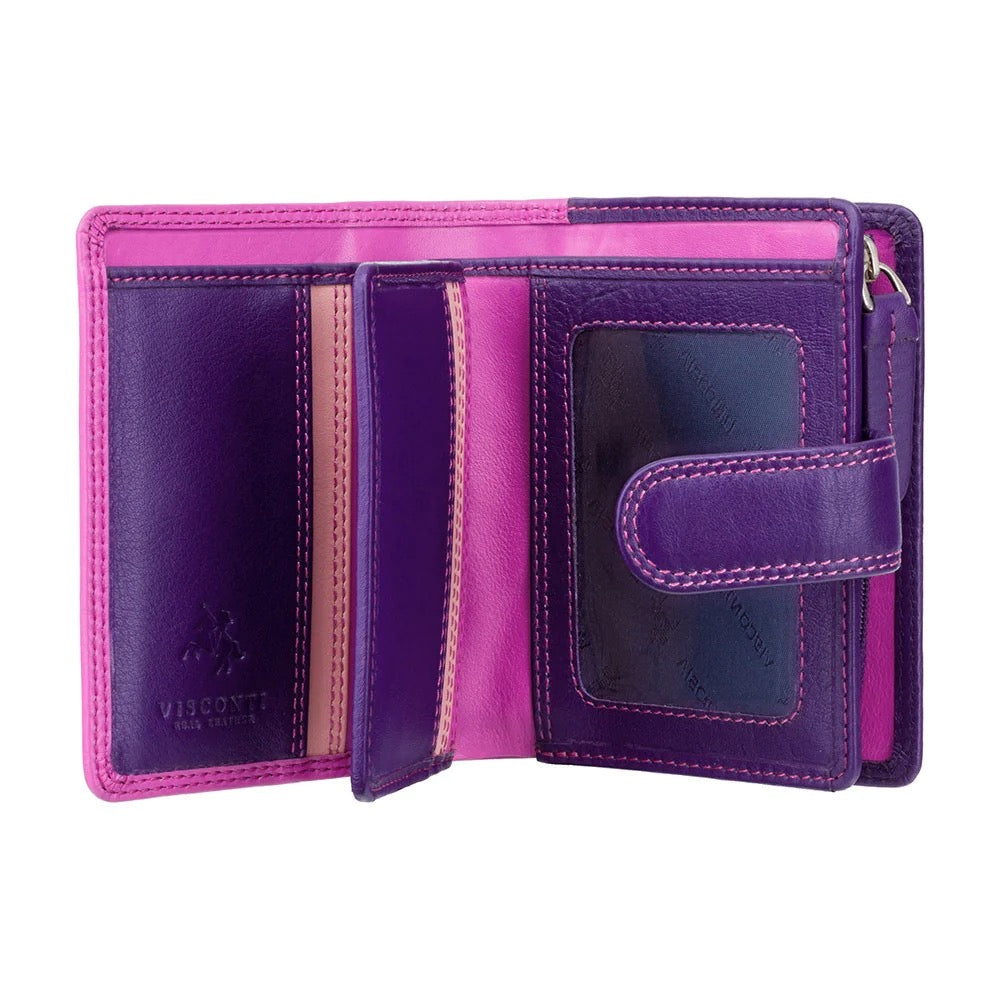 Visconti Bali Ladies Two Tone Berry Leather Purse.