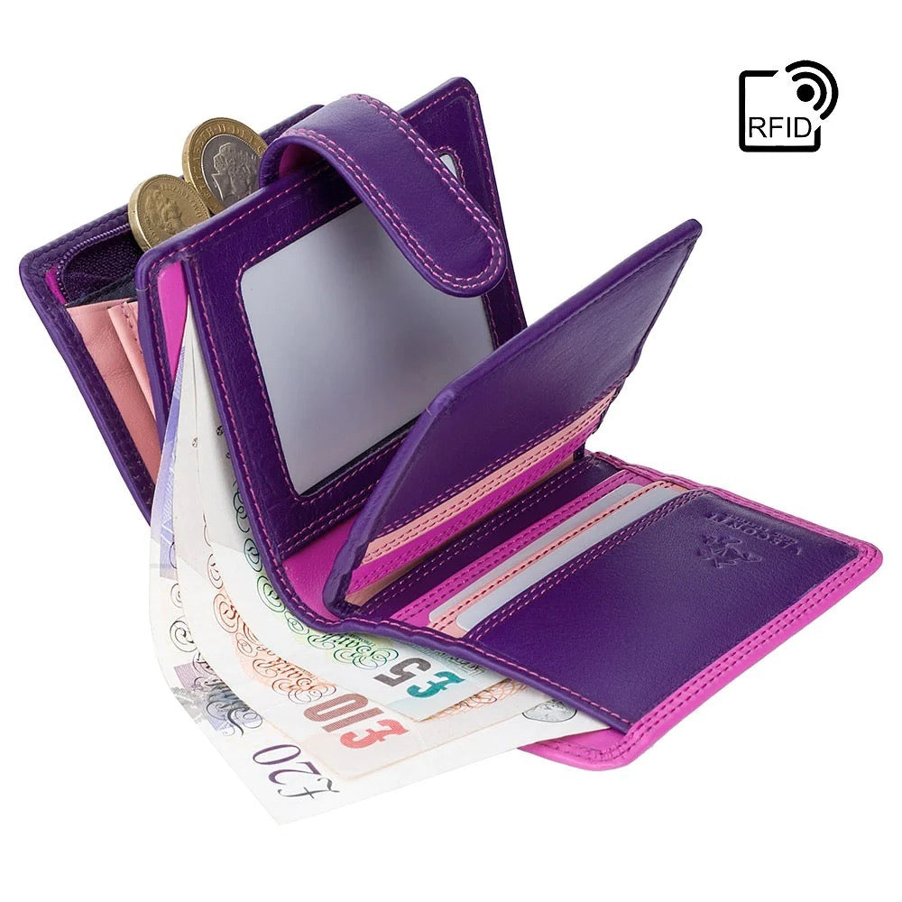 Visconti Bali Ladies Two Tone Berry Leather Purse.