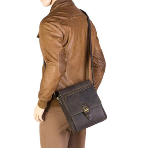 Visconti Link A5 Portrait Oil Brown Leather Messenger Bag