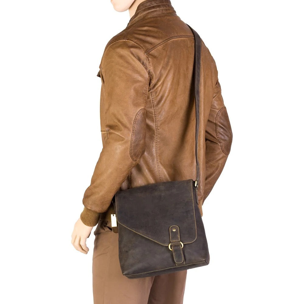 Visconti Aspin Portrait Oil Brown Leather Messenger Bag