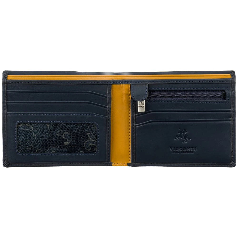 Visconti Pablo Gents Blue/Mustard Fold Out Leather Wallet