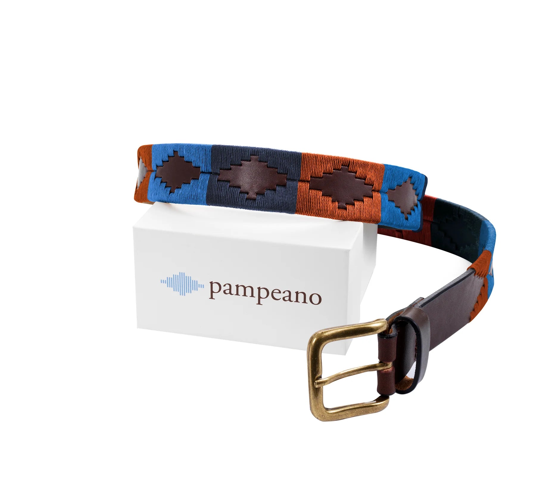 Pampeano Polo Leather Belt The Lumbre in orange, sky blue and navy blue