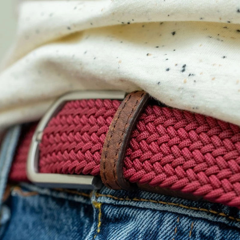 BillyBelt Woven Stretch Belt Red Garnet