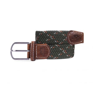 Khaki green, koi orange and white BillyBelt Woven Stretch Belt The Tanzania