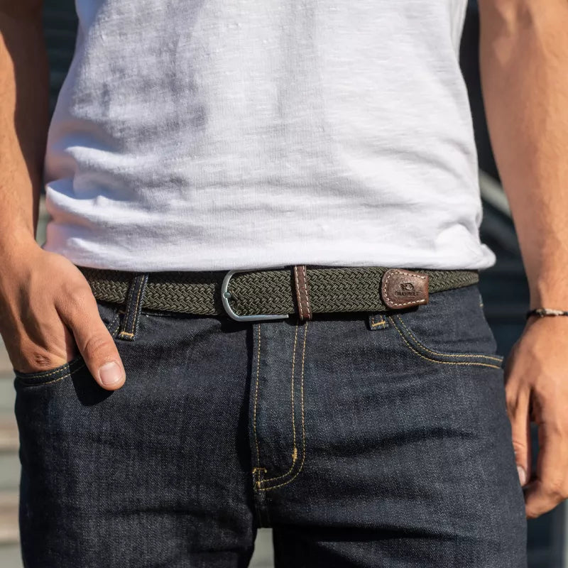 Premium Khaki Green Woven Elastic Stretch BillyBelt Belt