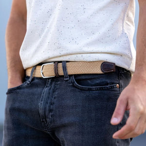 BillyBelt Woven Stretch Belt Latte Coffee