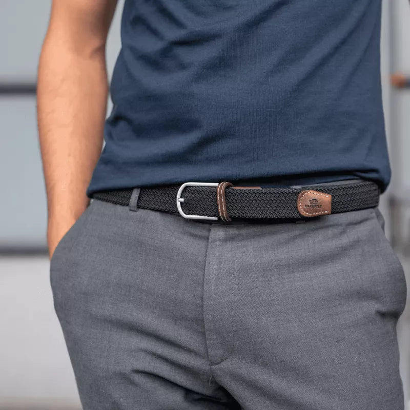 Premium Licorice Black Woven Elastic Stretch BillyBelt Belt