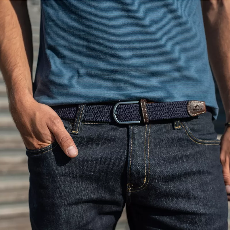 Premium Navy Blue Woven Elastic Stretch BillyBelt Belt