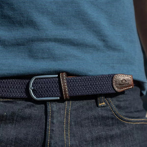 Premium Navy Blue Woven Elastic Stretch BillyBelt Belt