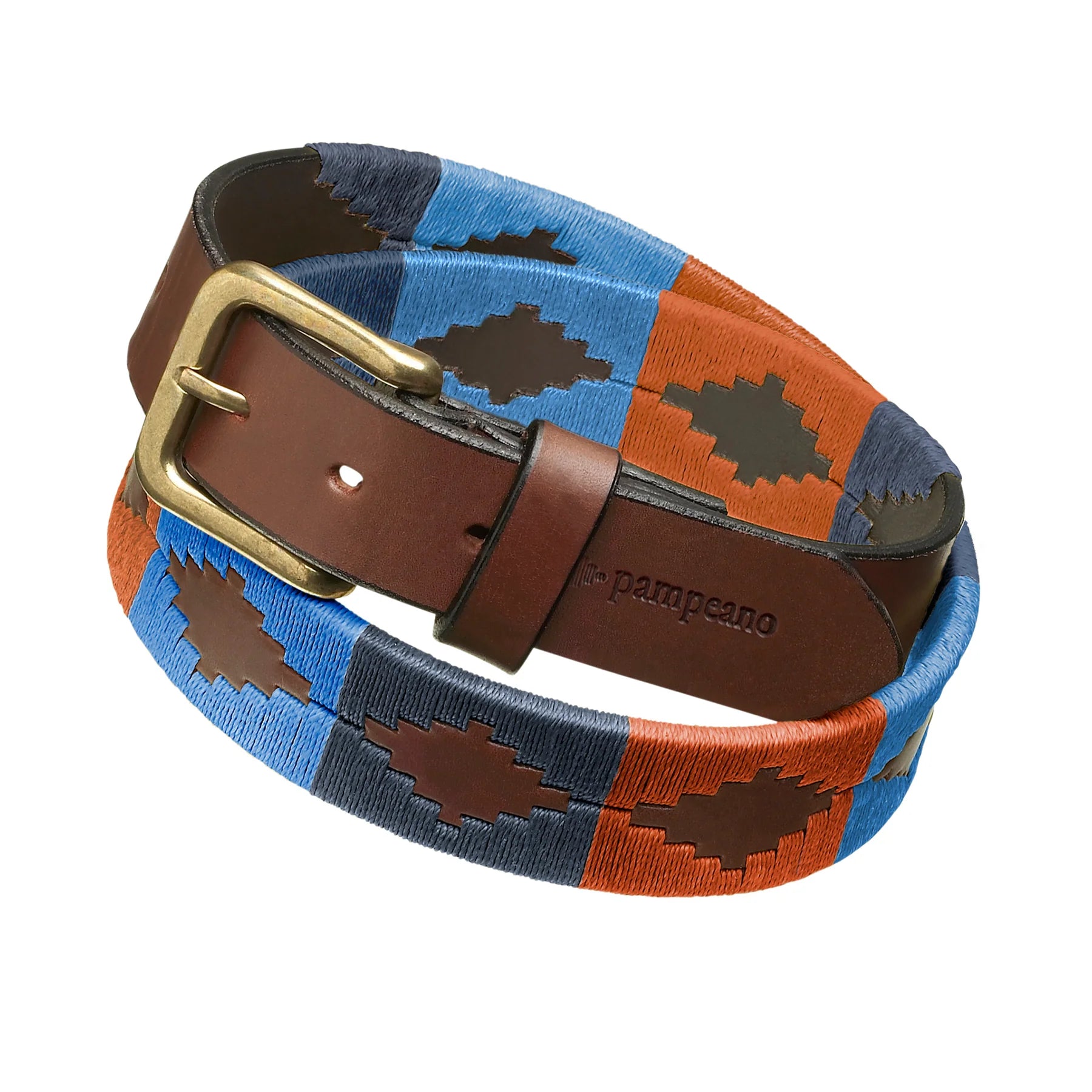 Pampeano Polo Leather Belt  The Lumbre in orange, sky blue and navy blue