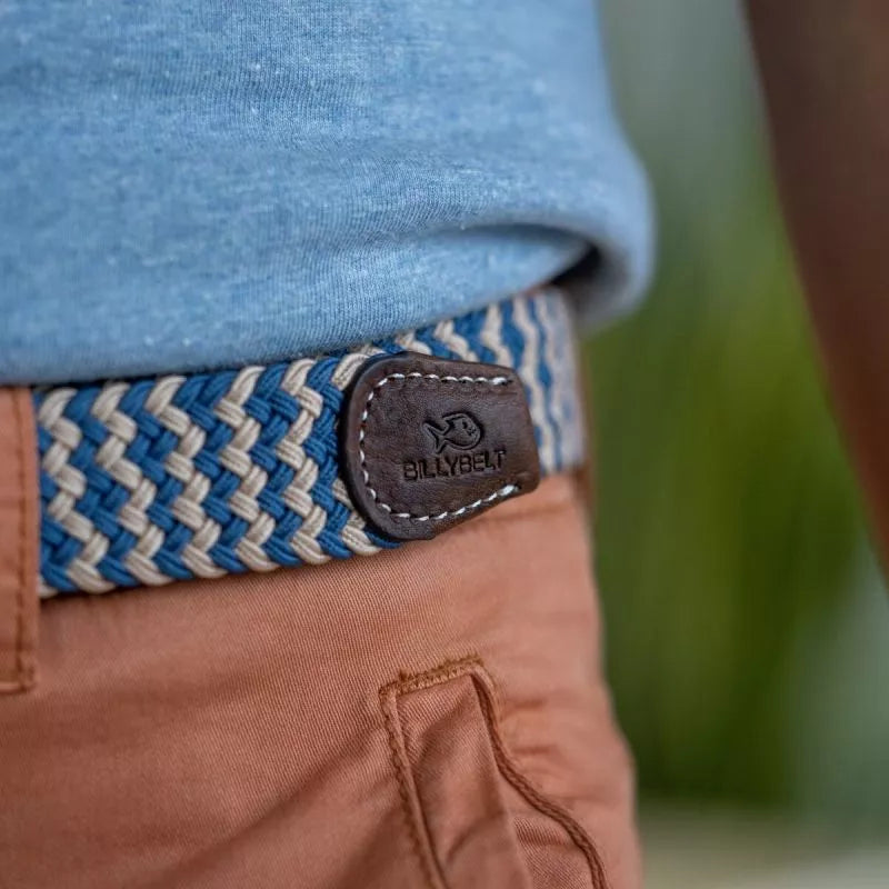 Blue and beige BillyBelt Woven Stretch Belt The Houston