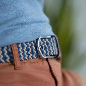 Blue and beige BillyBelt Woven Stretch Belt The Houston