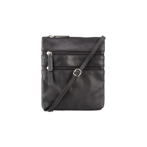 Visconti Across Body Slim Sling Black Leather Bag 18606