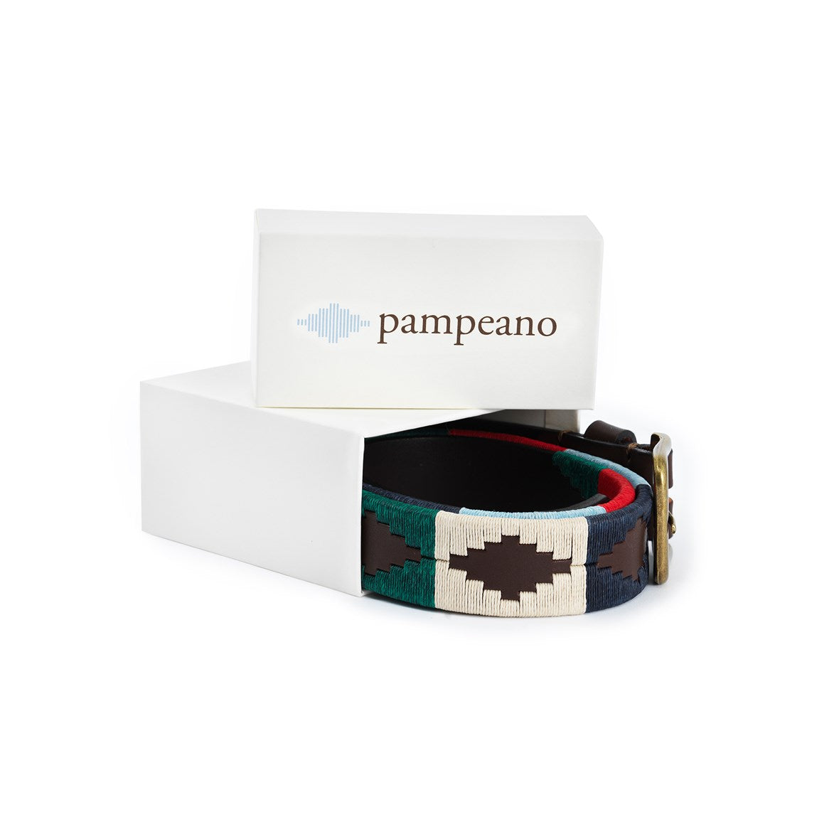 Pampeano Multi Navy, Green, Cream, Light Blue and Red Polo Leather Belt