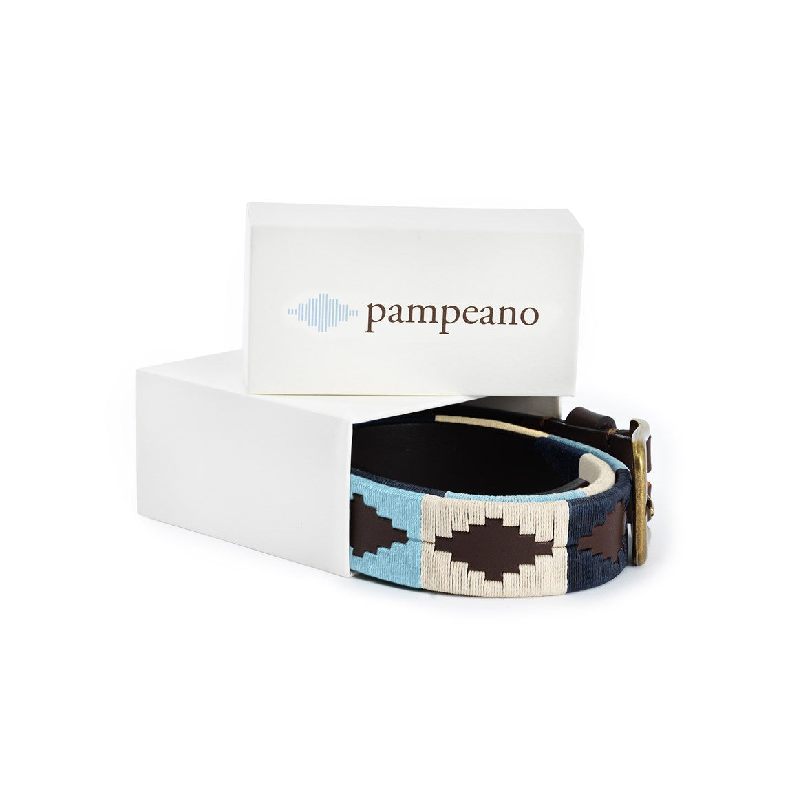 Pampeano Sereno Blue, Navy and Cream Polo Leather Belt