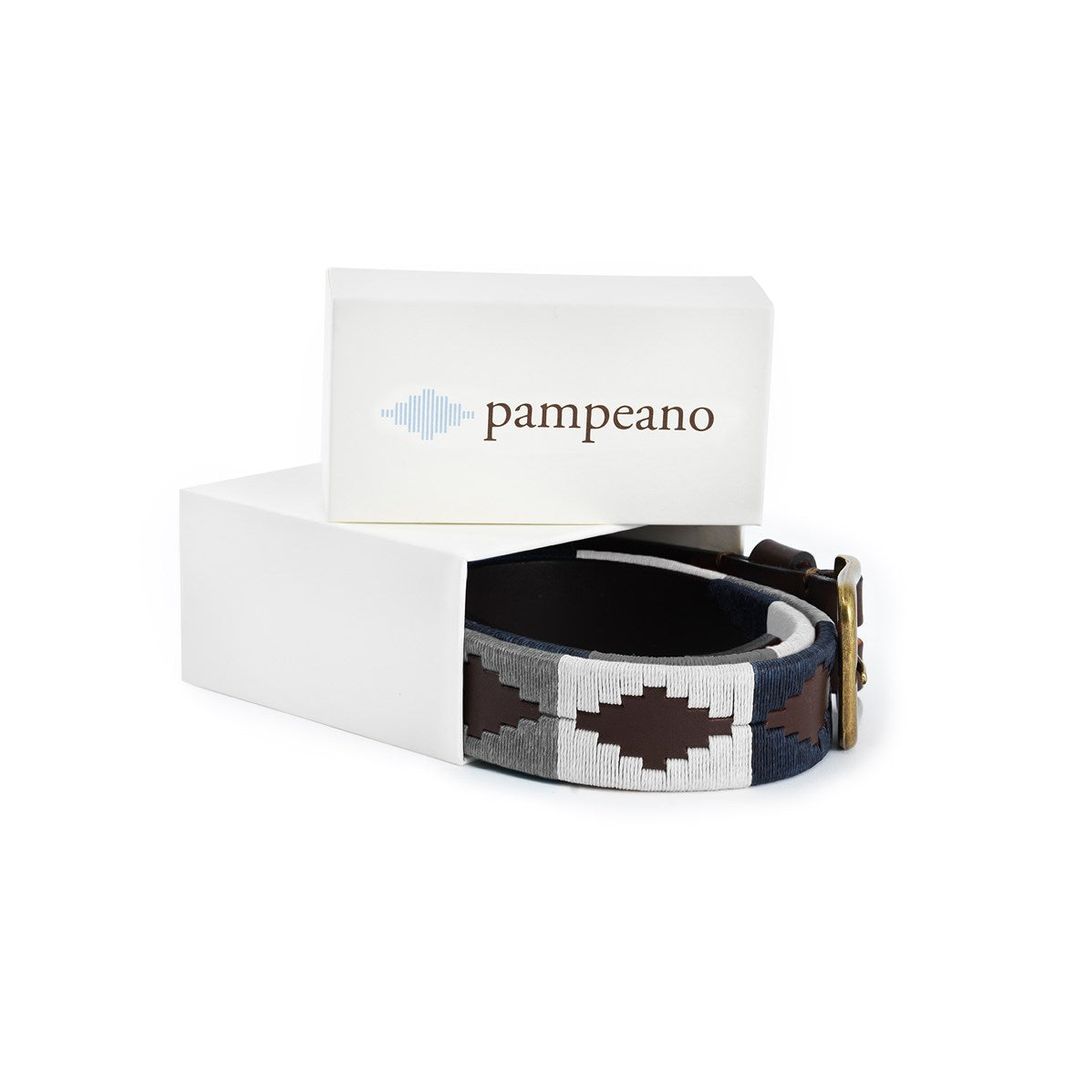 Pampeano Roca Navy, Grey and White Polo Leather Belt