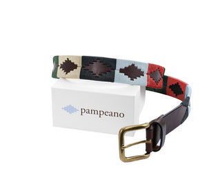 Pampeano Multi Navy, Green, Cream, Light Blue and Red Polo Leather Belt