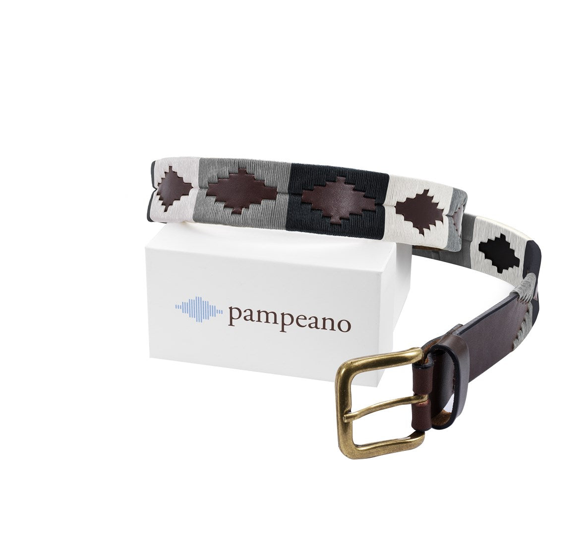 Pampeano Roca Navy, Grey and White Polo Leather Belt