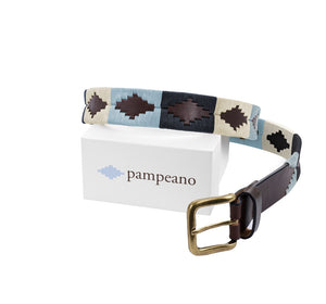 Pampeano Sereno Blue, Navy and Cream Polo Leather Belt