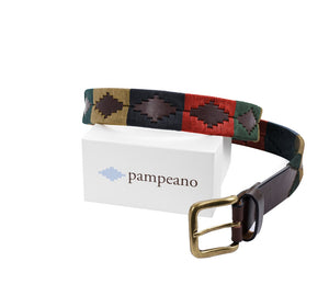 Pampeano Navidad Red, Beige and Navy and Green Polo Leather Belt