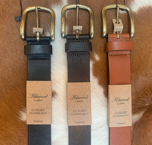 Ashwood Leather 100% Buffalo Hide Black, Brown or Tan Leather Belt