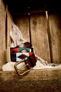 Pampeano Multi Navy, Green, Cream, Light Blue and Red Polo Leather Belt