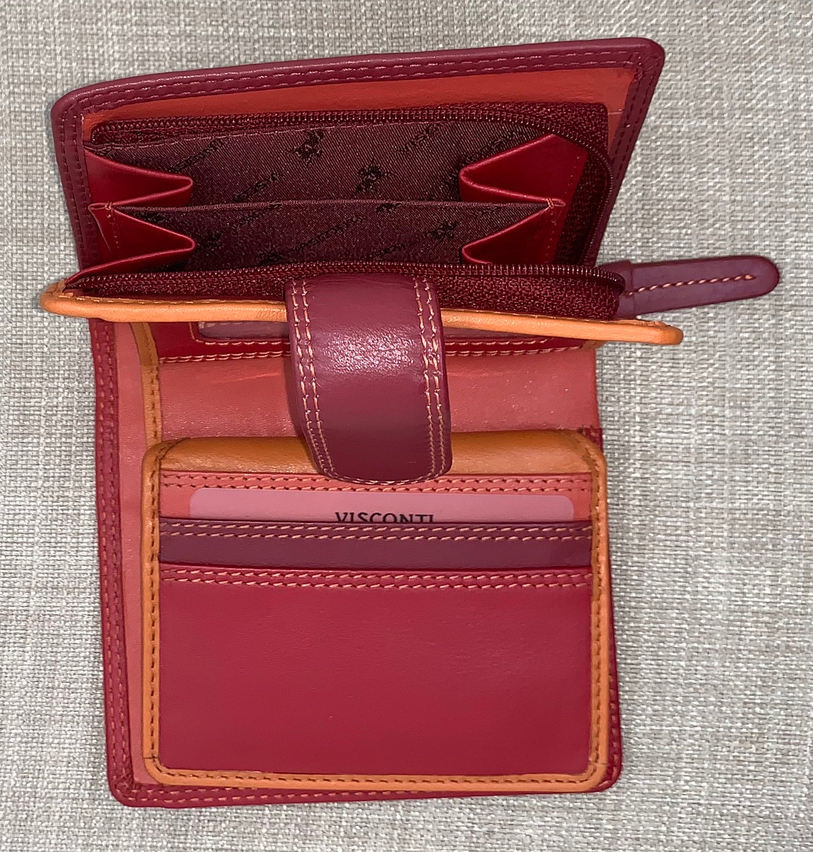 Visconti Bali Ladies Two Tone Red Leather Purse