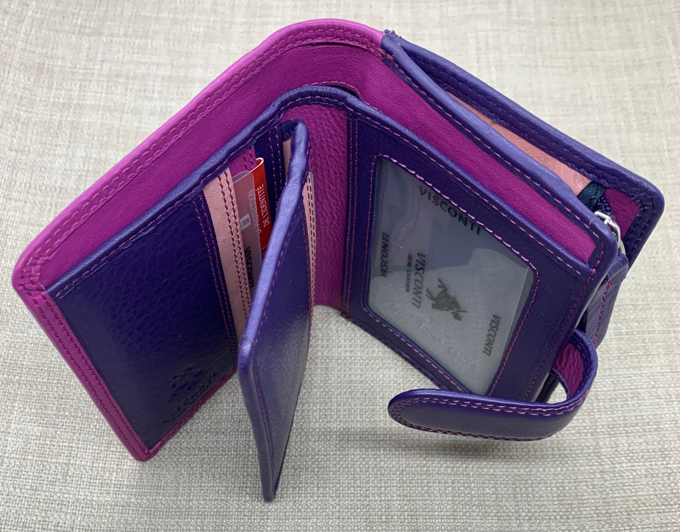 Visconti Bali Ladies Two Tone Berry Leather Purse.