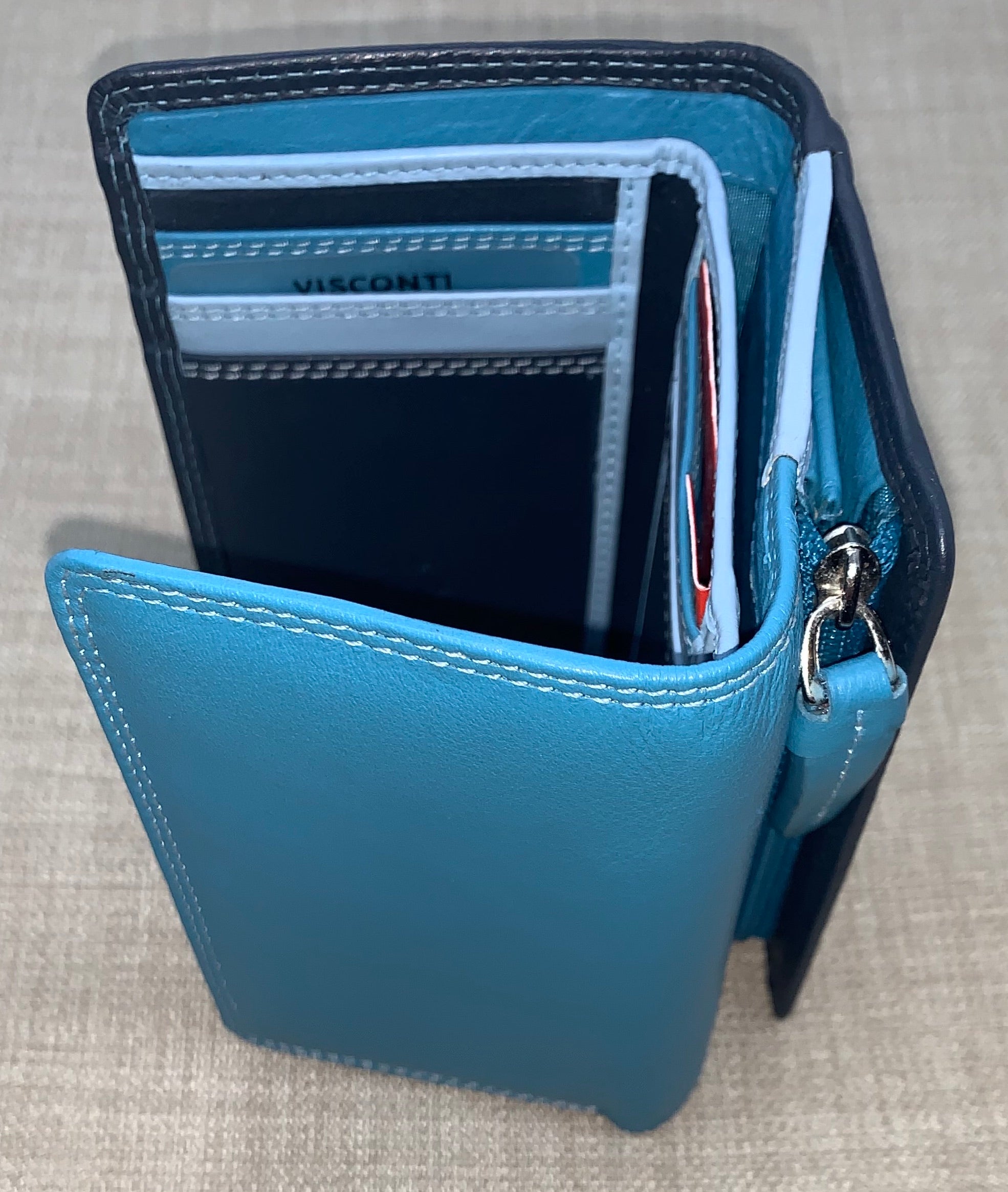 Visconti Biola Ladies Two Tone Blue Leather Purse