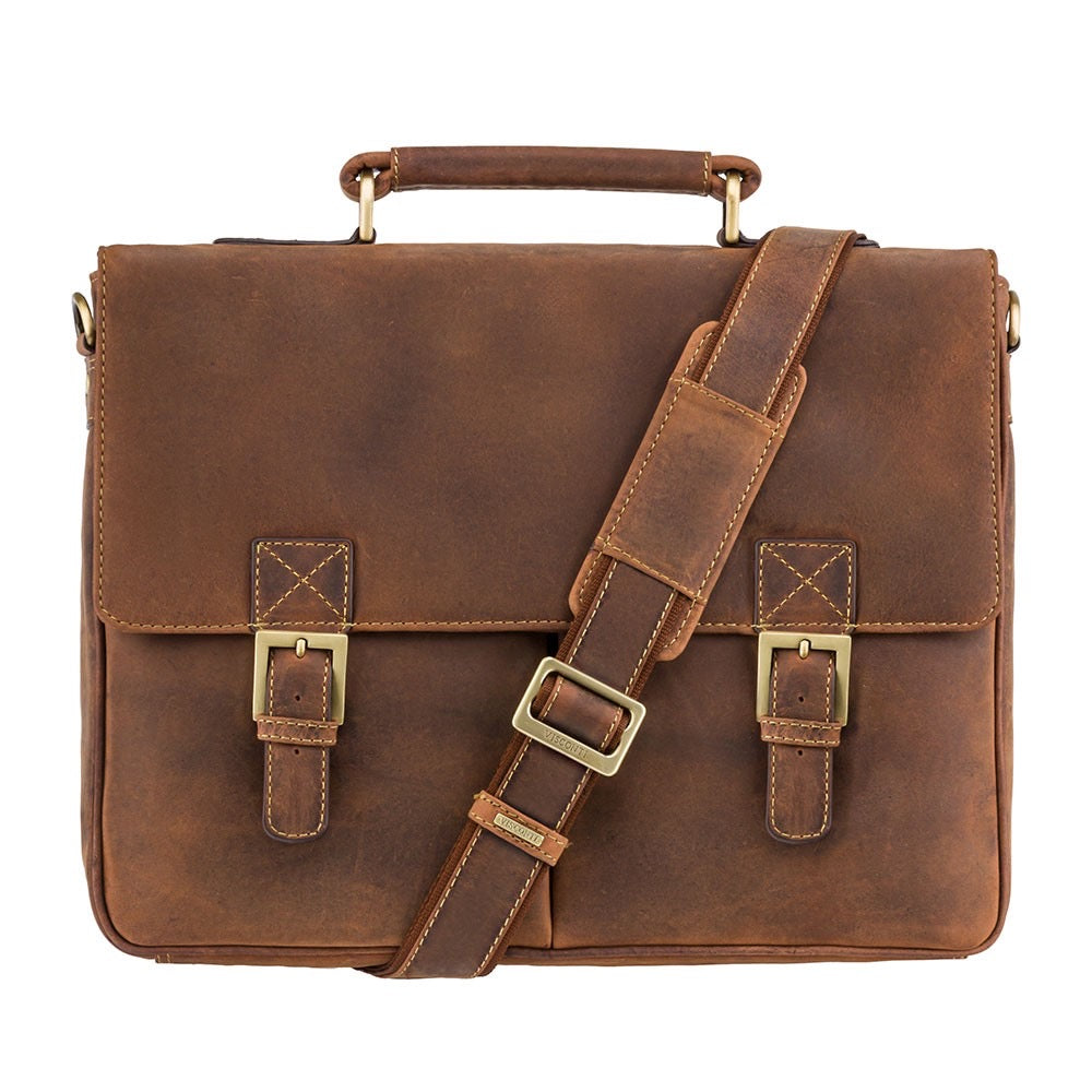 Visconti Berlin Oil Tan Leather Briefcase