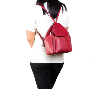 Visconti Danii Ladies Red Leather Backpack | Shoulder Bag
