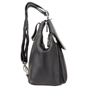 Visconti Danii Ladies Black Leather Backpack | Shoulder Bag