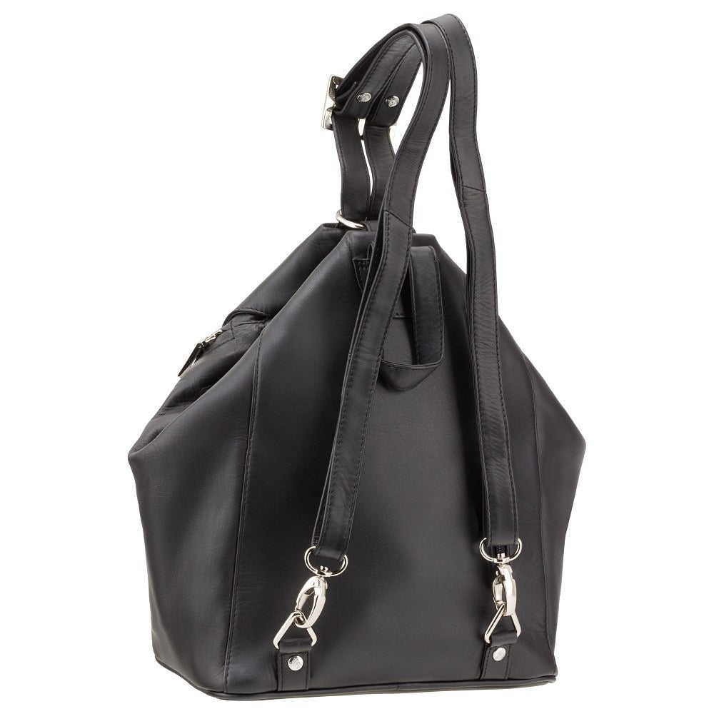 Visconti Danii Ladies Black Leather Backpack | Shoulder Bag