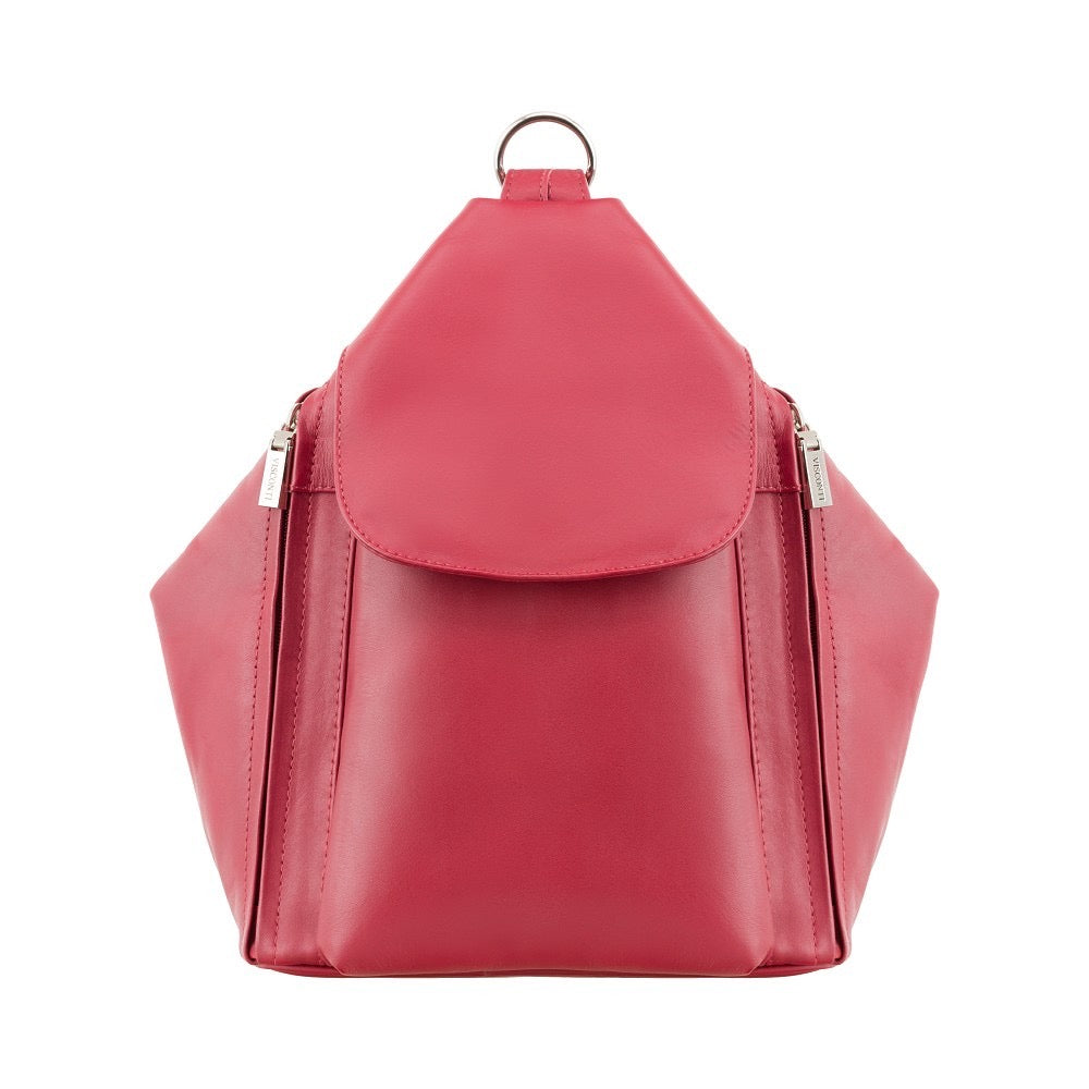 Red leather backpack sales