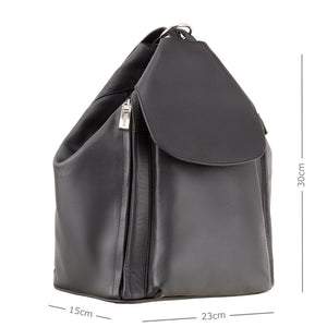 Visconti Danii Ladies Black Leather Backpack | Shoulder Bag