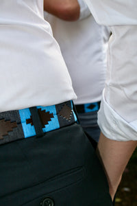 Pampeano Navy and Sapphire Blue Polo Leather Belt - Azules