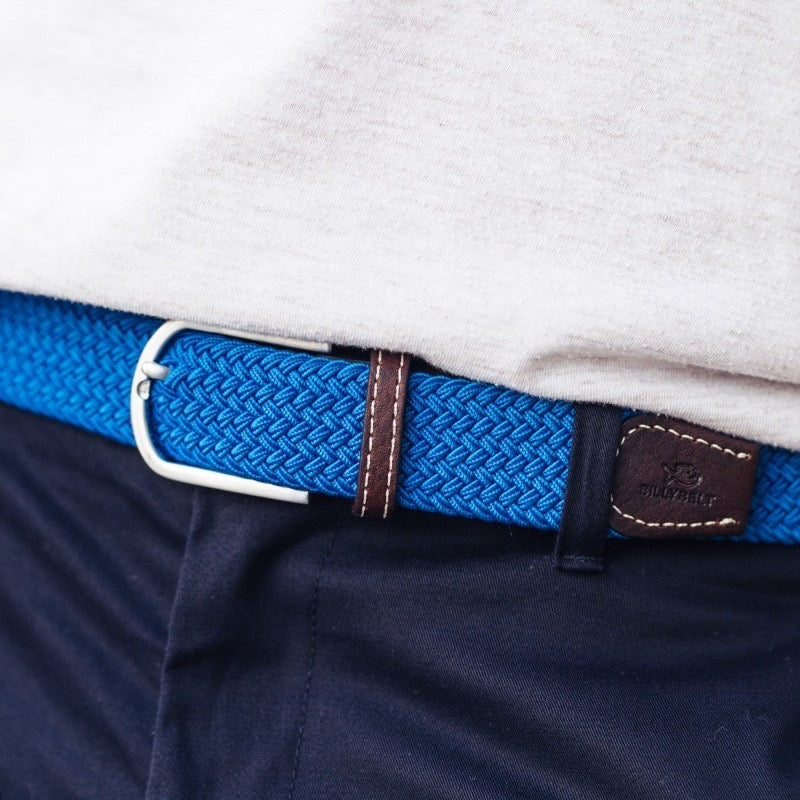Premium Azure Blue Woven Elastic Stretch BillyBelt Belt