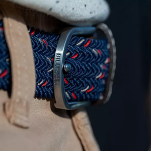 BillyBelt The Oxford premium woven stretch belt in navy blue, red and beige