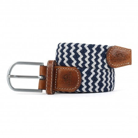 The Casablanca navy blue and white  premium Billybelt woven stretch belt